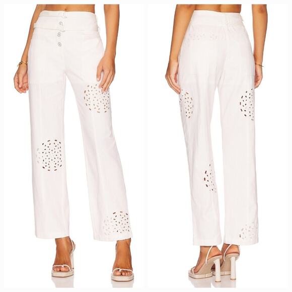 Tularosa Pants - Tularosa Valentina Embroidered Pants in White